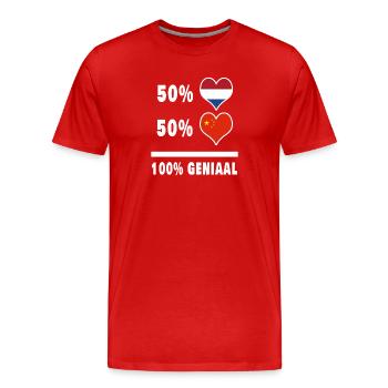 Chine et Pays-Bas 100% Genius Flag - T-shirt bio Premium Homme - rouge - Devant - Damien (186cm)
