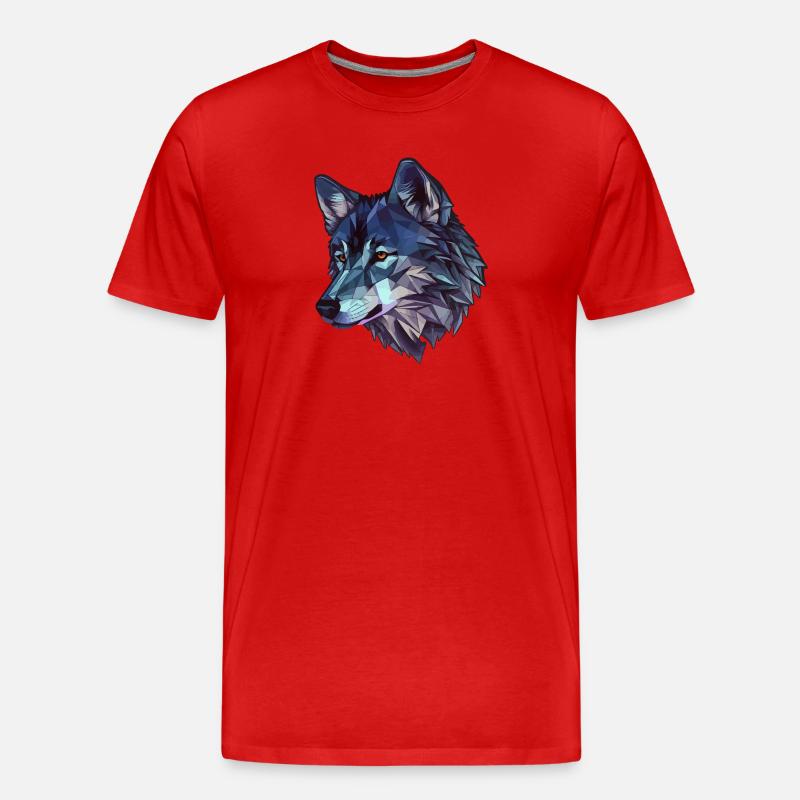 Stilisierter, geometrischer Wolf - Männer Premium Bio T-Shirt - Rot