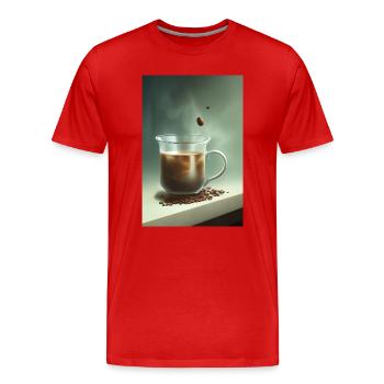Kaffee, Kaffeebohnen - Männer Premium Bio T-Shirt - Rot - Vorne - Damien (186cm)
