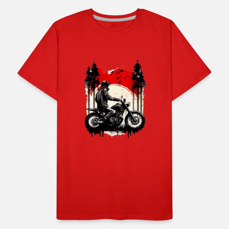 Coucher de soleil sur la moto T-shirt bio Premium Homme