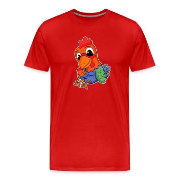 Famille de poulet - Poulet avec bébé - Motif de poulet - T-shirt bio Premium Homme - rouge - Devant - Damien (186cm)
