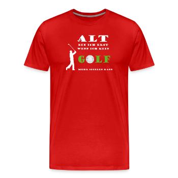 Golfspieler Golf Sport Alter altern junggeblieben - Männer Premium Bio T-Shirt - Rot - Vorne - Damien (186cm)