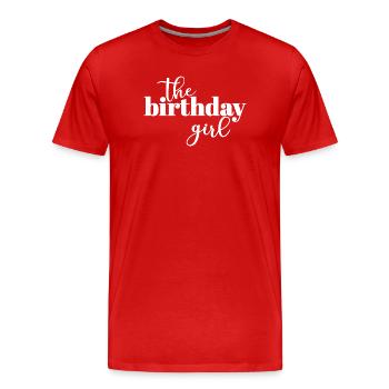 La fille d’anniversaire - T-shirt bio Premium Homme - rouge - Devant - Damien (186cm)