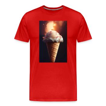 Ice cream - Men's Premium Organic T-Shirt - red - Front - Damien (186cm)