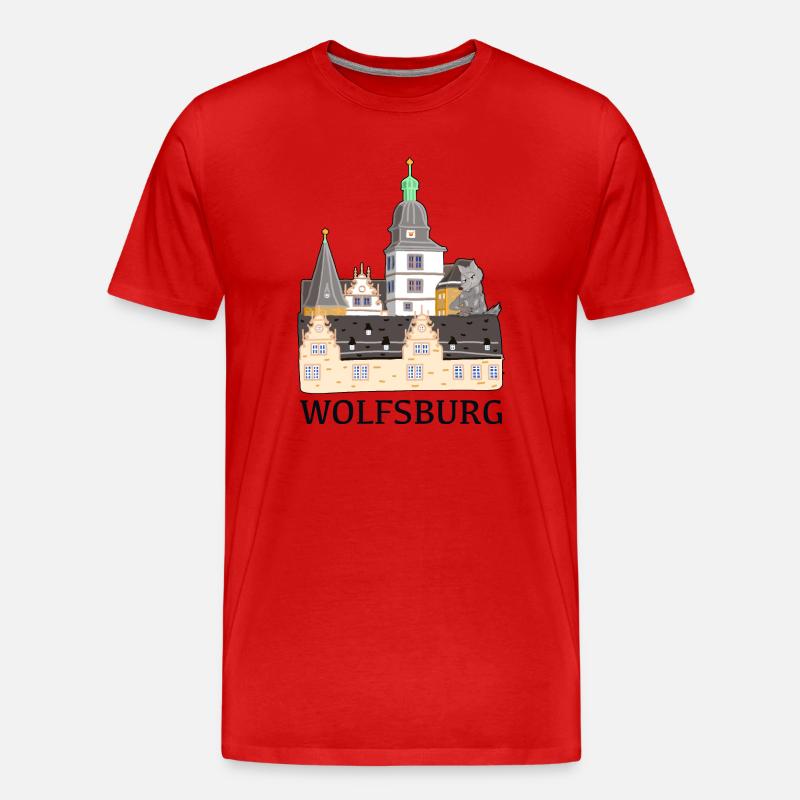 Wolfsburg, Schloss - Männer Premium Bio T-Shirt - Rot