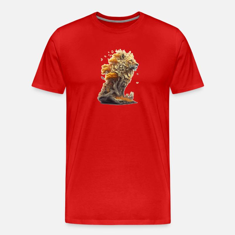 Löwe mit Savannen Elementen, Löwendesign - Männer Premium Bio T-Shirt - Rot