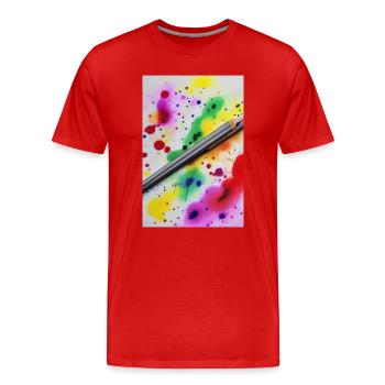 Splashes of paint - Men's Premium Organic T-Shirt - red - Front - Damien (186cm)