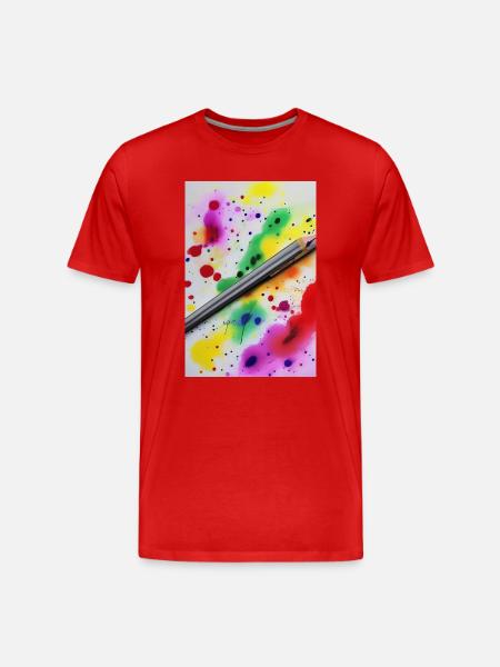 Farbspritzer - Männer Premium Bio T-Shirt - Rot