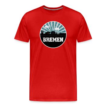 Bremen Skyline Blue Hour - Men's Premium Organic T-Shirt - red - Front - Damien (186cm)
