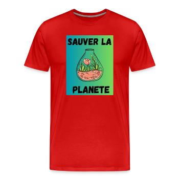JOUR DE LA TERRE. ECOLOGIE. PLANETE. ENVIRONNEMENT - T-shirt bio Premium Homme - rouge - Devant - Damien (186cm)
