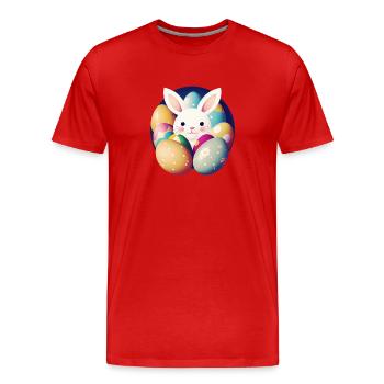 Osterhase mit Ostereiern - Männer Premium Bio T-Shirt - Rot - Vorne - Damien (186cm)