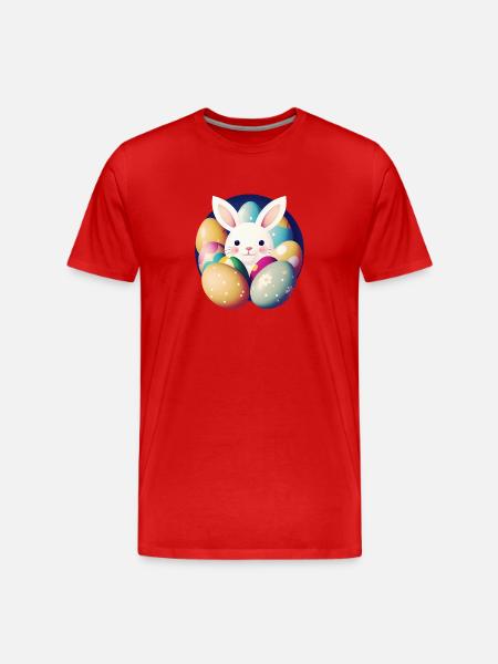 Easter bunny with Easter eggs - Men's Premium Organic T-Shirt - red