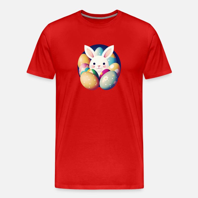 Easter bunny with Easter eggs - Men's Premium Organic T-Shirt - red