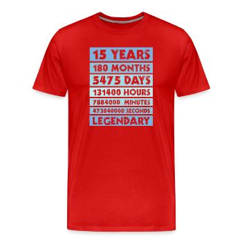 15 years legendary - Anniversary - Company - Anniversary - Men's Premium Organic T-Shirt - red - Front - Damien (186cm)