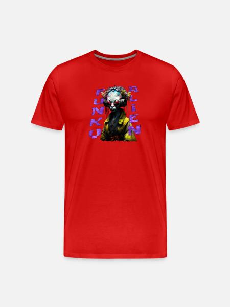 Funky alien 02 - Men's Premium Organic T-Shirt - red