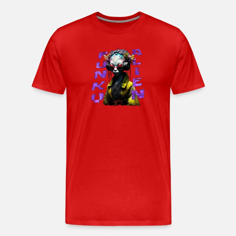 Funky Alien 02 - Männer Premium Bio T-Shirt - Rot