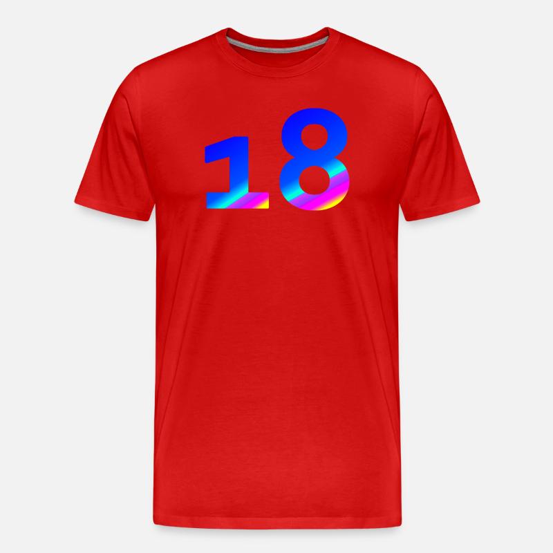 verschenken, 18 blauton mit Farbverlauf - Männer Premium Bio T-Shirt - Rot