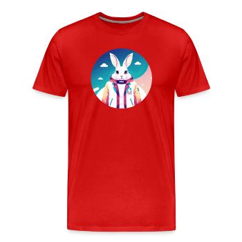 Lapin, Lapin, Lapin de Pâques - T-shirt bio Premium Homme - rouge - Devant - Damien (186cm)