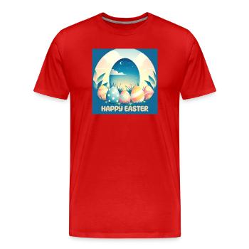 Happy Easter, Easter Egg - Men's Premium Organic T-Shirt - red - Front - Damien (186cm)