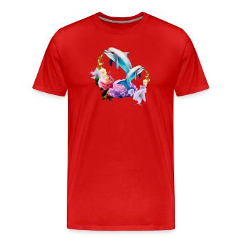 Dauphins Les créatures les plus adorables de la mer - T-shirt bio Premium Homme - rouge - Devant - Damien (186cm)