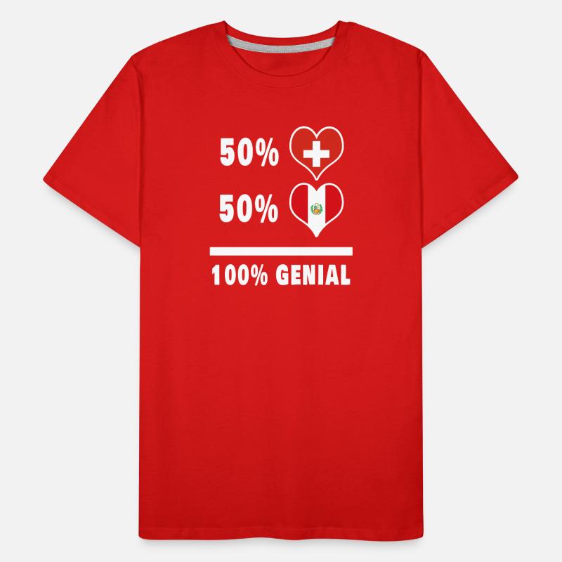 Peru und Schweiz 100% Genial Flagge Männer Premium Bio T-Shirt