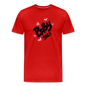 Bébé 2023 - naissance fille enceinte fille - T-shirt bio Premium Homme - rouge - Devant - Damien (186cm)