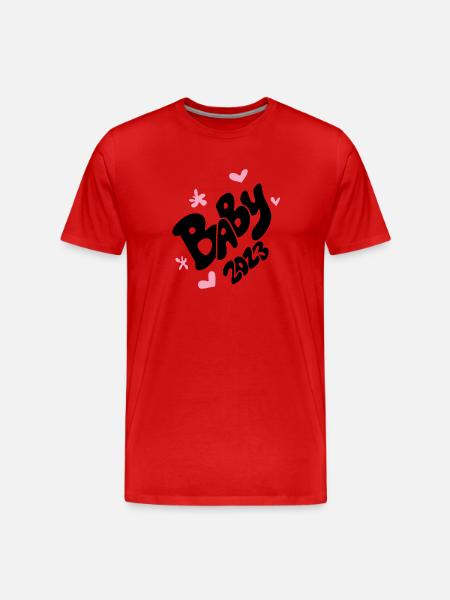 Bébé 2023 - naissance fille enceinte fille - T-shirt bio Premium Homme - rouge