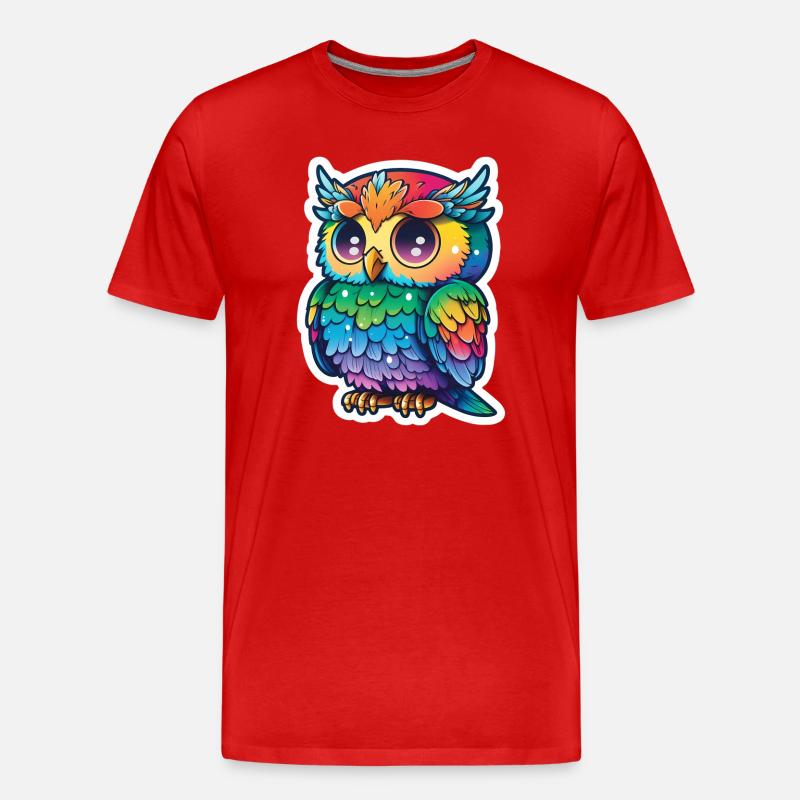 Farbenfrohe Eulenillustration - Männer Premium Bio T-Shirt - Rot