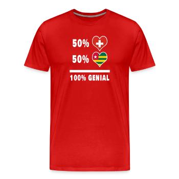 Togo und Schweiz 100% Genial Flagge - Männer Premium Bio T-Shirt - Rot - Vorne - Damien (186cm)