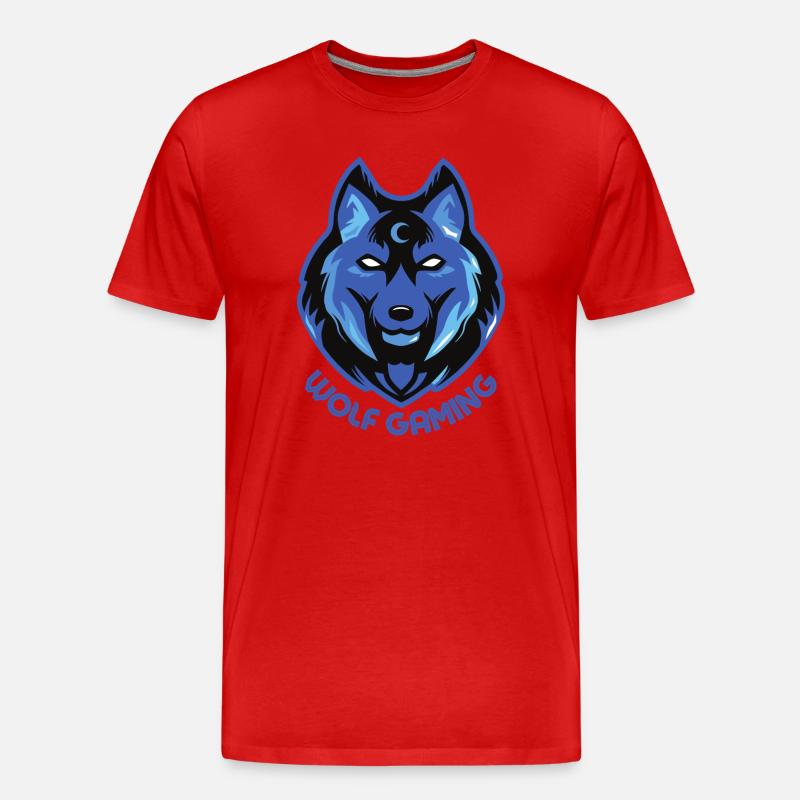 WOLF GAMING - Männer Premium Bio T-Shirt - Rot