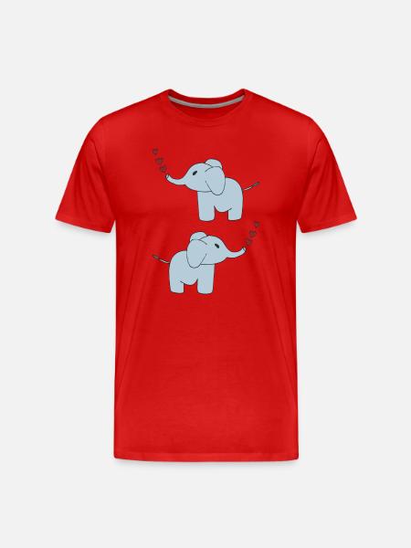 elefanten doppelt - Männer Premium Bio T-Shirt - Rot