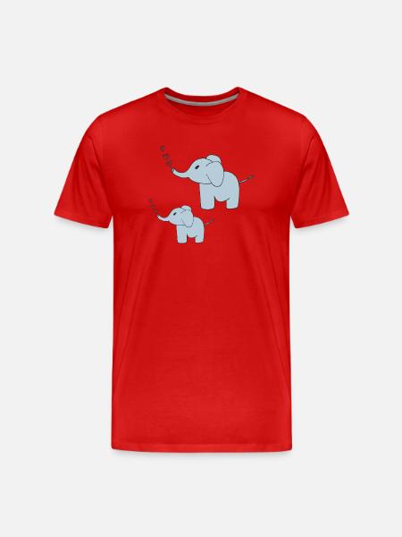 Éléphants père et fils - T-shirt bio Premium Homme - rouge