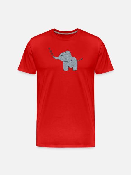 Elephant fabric with hearts - Men's Premium Organic T-Shirt - red