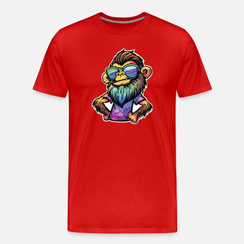 Funky Affe - Männer Premium Bio T-Shirt - Rot