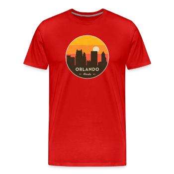 Orlando Skyline Sunset - Men's Premium Organic T-Shirt - red - Front - Damien (186cm)