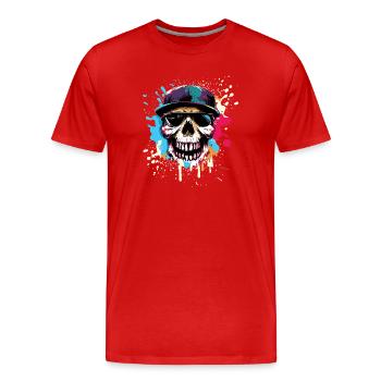 Rue urbaine Skull et Splash - T-shirt bio Premium Homme - rouge - Devant - Damien (186cm)