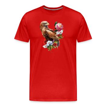 Wunderbarer Adler mit Blumen. - Männer Premium Bio T-Shirt - Rot - Vorne - Damien (186cm)