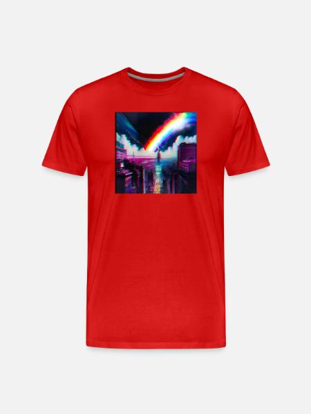 Rainbow City Art Futuristic - Men's Premium Organic T-Shirt - red
