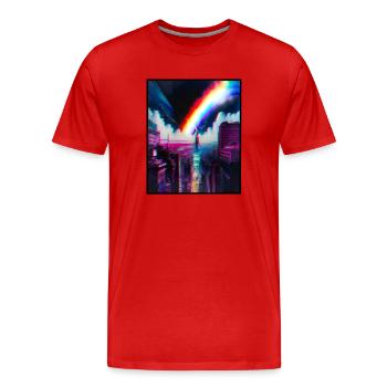 Regenbogen Stadt Skyline Art - Männer Premium Bio T-Shirt - Rot - Vorne - Damien (186cm)