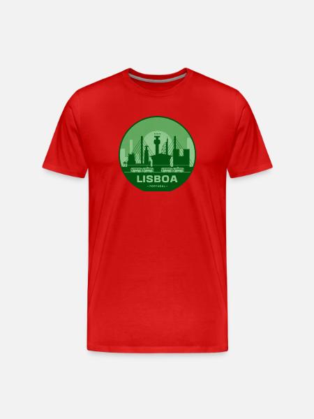 Lisboa Bridges Silhouette Trains - Men's Premium Organic T-Shirt - red
