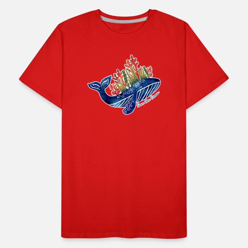 Wal Illustration mit Korallen | Schütze das Meer Männer Premium Bio T-Shirt