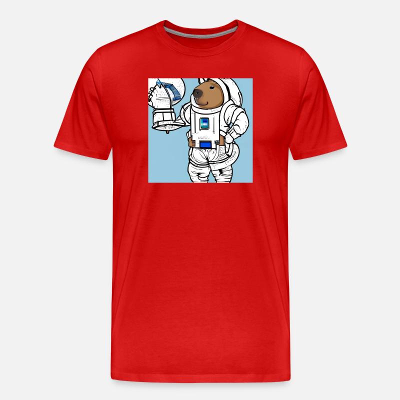 Capybara-Astronaut - Männer Premium Bio T-Shirt - Rot