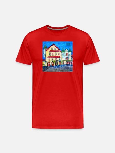 Urban Landscape in Expressionism - Men's Premium Organic T-Shirt - red