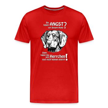 Angst vor Brandelbracke? Herrchen - Männer Premium Bio T-Shirt - Rot - Vorne - Damien (186cm)