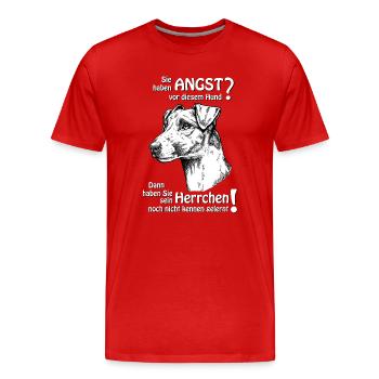 Angst vor Foxterrier? Herrchen - Männer Premium Bio T-Shirt - Rot - Vorne - Damien (186cm)
