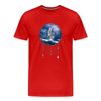 La majesté des loups avec le feu et l’eau - T-shirt bio Premium Homme - rouge - Devant - Damien (186cm)