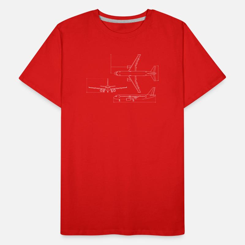 Airplane Blueprint Technical Drawing Men's Premium Organic T-Shirt