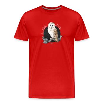 Schleiereule vor Neumond - Männer Premium Bio T-Shirt - Rot - Vorne - Damien (186cm)