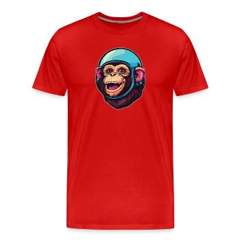 Weltraum-Affe - Männer Premium Bio T-Shirt - Rot - Vorne - Damien (186cm)