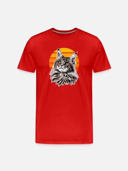 Cat Retro Sunset Holiday - Men's Premium Organic T-Shirt - red